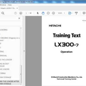 Hitachi LX300-7 Operation Training Text Manual (TTLA-0518-LX) - PDF Download