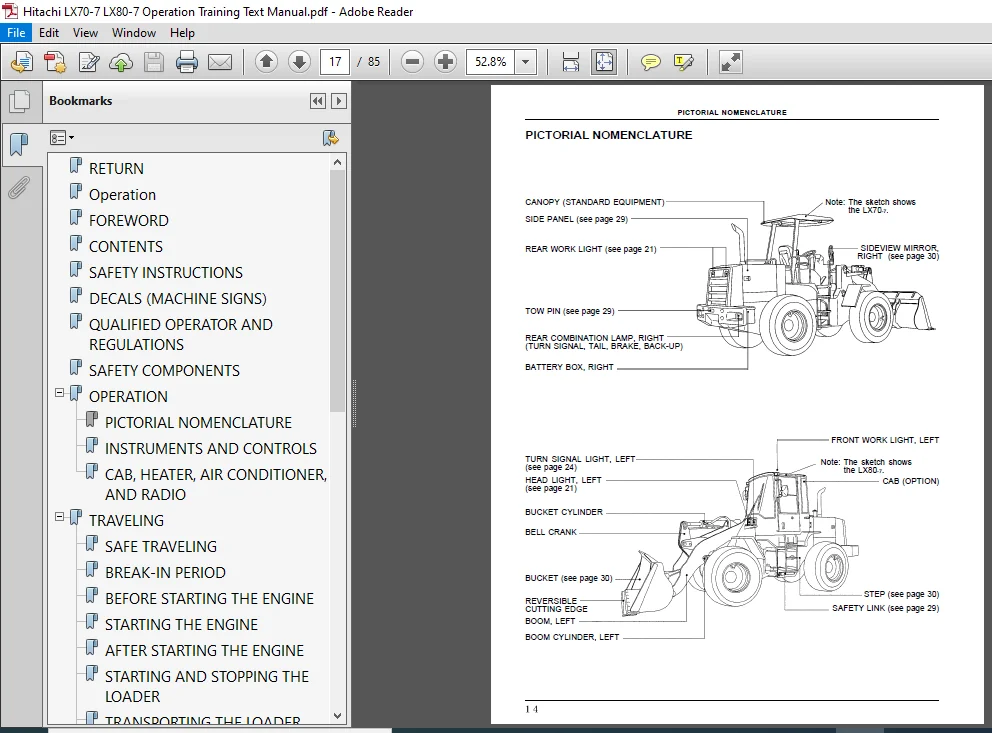 Hitachi LX70-7 LX80-7 Operator Training Manual (TTLA-0521-LX) PDF Download - Image 2