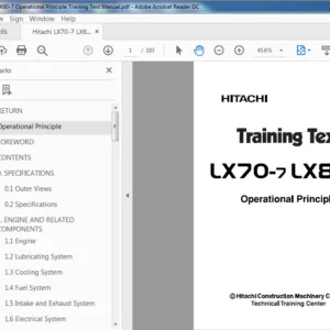 Hitachi LX70-7 LX80-7 Operational Principle Training Text Manual (TTLA-0520-LX) - PDF Download
