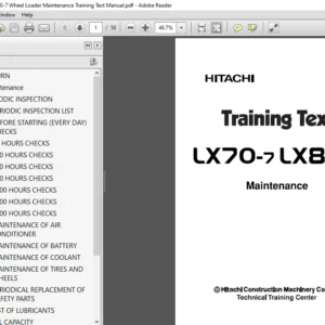 Hitachi LX70-7 LX80-7 Wheel Loader Maintenance Training Text Manual (TTLA-0522-LX) - PDF Download