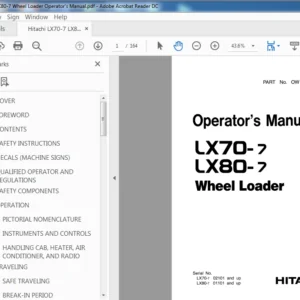 Hitachi LX70-7 LX80-7 Wheel Loader Operator's Manual  (OW-619BE(H)) - PDF Download