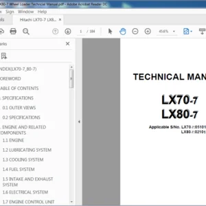Hitachi LX70-7 LX80-7 Wheel Loader Technical Manual (T077E-01) - PDF Download