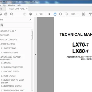 Hitachi LX70-7 LX80-7 Wheel Loader Technical Manual (T077E-01) - PDF Download
