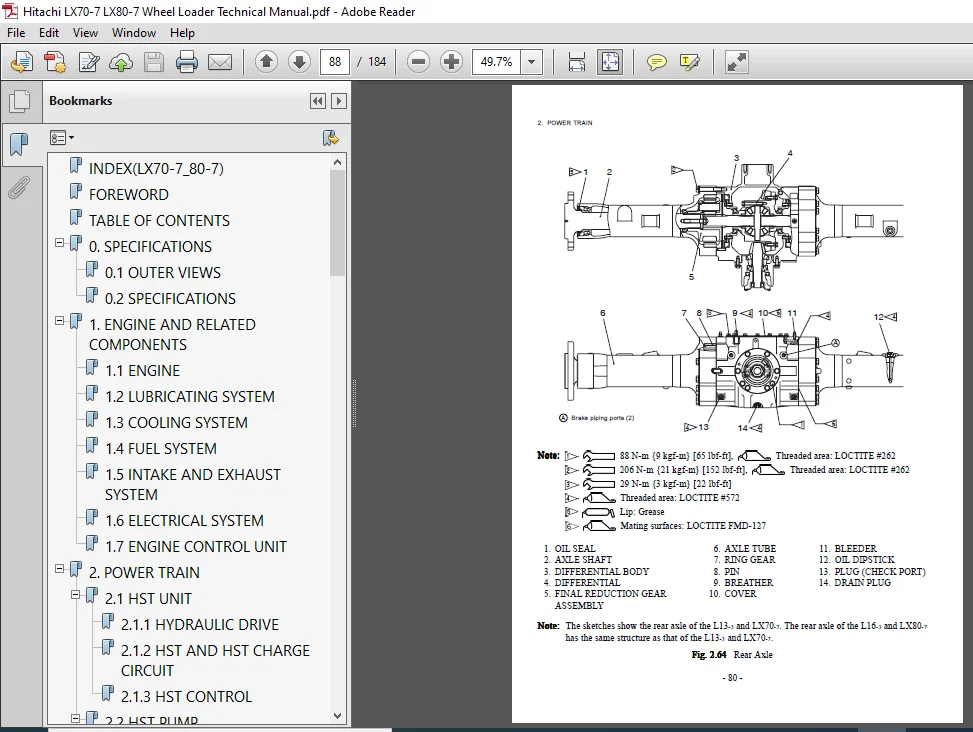 Hitachi LX70-7 LX80-7 Wheel Loader Service Technical Manual T077E-01 PDF - Image 2