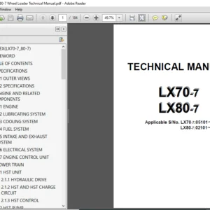 Hitachi LX70-7 LX80-7 Wheel Loader Technical Manual (T077E-01) - PDF Download