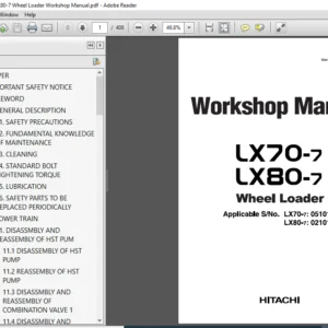 Hitachi LX70-7 LX80-7 Wheel Loader Workshop Manual (W077E-02) - PDF Download
