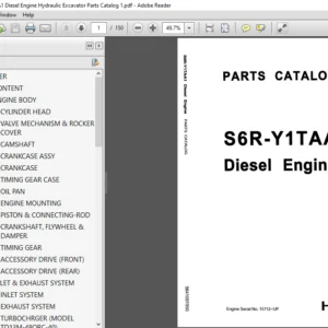 Hitachi S6R-Y1TAA1 Diesel Engine Hydraulic Excavator Parts Catalog Manual (H9841091950) - PDF Download