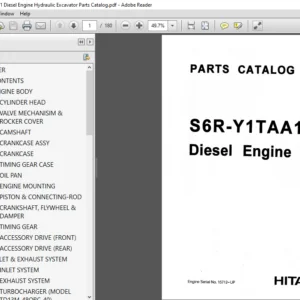 Hitachi S6R-Y1TAA1 Diesel Engine Hydraulic Excavator Parts Catalog Manual (H9841091960) - PDF Download