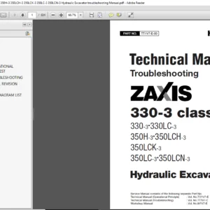 Hitachi ZAXIS 330-3 330-3 330LC-3 350H-3 350LCH-3 350LCK-3 350LC-3 350LCN-3 Hydraulic Excavator Troubleshooting Manual - PDF DOWNLOAD