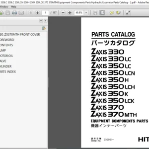 Hitachi ZAXIS 330 330LC 350LC 350LCN 350H 350K 350LCK 370 370MTH Equipment Components Parts Catalog Manual - PDF Download