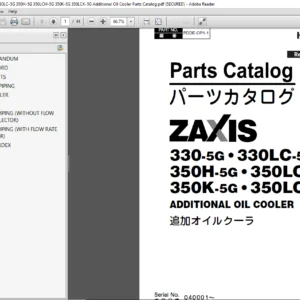 Hitachi ZAXIS 330-5G 330LC-5G 350H-5G 350LCH-5G 350K-5G 350LCK-5G Additional Oil Cooler Parts Catalog Manual - PDF DOWNLOAD