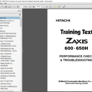 Hitachi ZAXIS 600 600LC 650H 650LCH Hydraulic Excavator Technical Troubleshooting Manual - DOWNLOAD