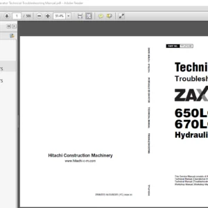 Hitachi ZAXIS 650LC-3 670LCH-3 Hydraulic Excavator Technical Troubleshooting Manual - PDF DOWNLOAD