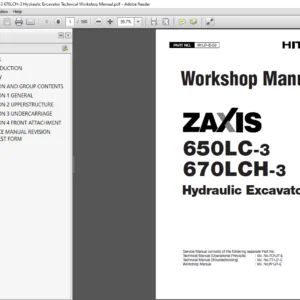 Hitachi ZAXIS 650LC-3 670LCH-3 Hydraulic Excavator Technical Workshop Manual - PDF DOWNLOAD