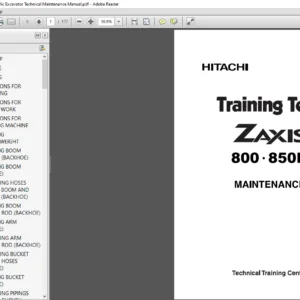 Hitachi ZAXIS 800 850H Hydraulic Excavator Technical Maintenance Manual - PDF DOWNLOAD