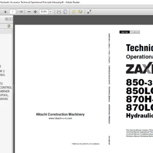 Hitachi ZAXIS 850-3 850LC-3 870H-3 870LCH-3 Excavator Technical Operational Principle Manual - PDF DOWNLOAD