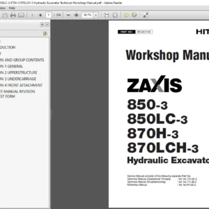 Hitachi ZAXIS 850-3 850LC-3 870H-3 870LCH-3 Hydraulic Excavator Technical Workshop Manual - PDF DOWNLOAD
