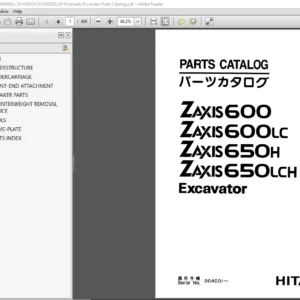 Hitachi ZAXIS600 ZAXIS600LC ZAXIS650H ZAXIS650LCH Excavator Parts Catalog Manual - PDF DOWNLOAD
