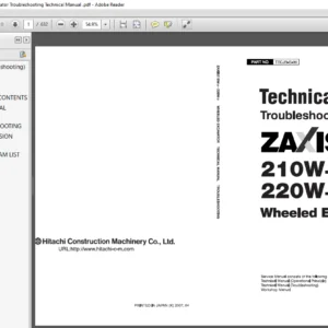 Hitachi ZAxis 210W-3 220W-3 Wheeled Excavator Troubleshooting Technical Manual - PDF DOWNLOAD