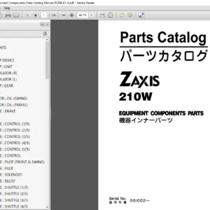 Hitachi ZAxis 210W Equipment Components Parts Catalog Manual PCDB-E1-4 - PDF DOWNLOAD