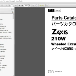 Hitachi ZAxis 210W Wheeled Excavator Parts Catalog Manual - PDF DOWNLOAD