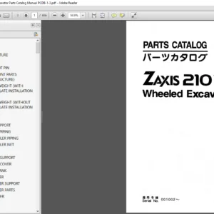 Hitachi ZAxis 210W Wheeled Excavator Parts Catalog Manual PCDB-1-3 - PDF DOWNLOAD