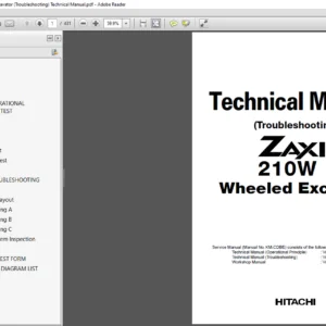 Hitachi ZAxis 210W Wheeled Excavator (Troubleshooting) Technical Manual - PDF DOWNLOAD