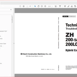 Hitachi ZH 200-5A 200LC-5A Hybrid Excavator Technical Troubleshooting Manual - PDF DOWNLOAD