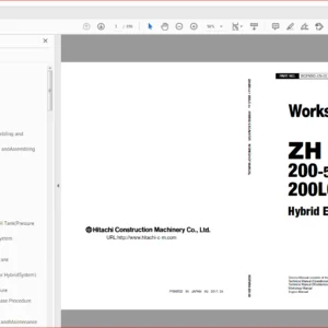 Hitachi ZH 200-5A 200LC-5A Hybrid Excavator Technical Workshop Manual - PDF DOWNLOAD