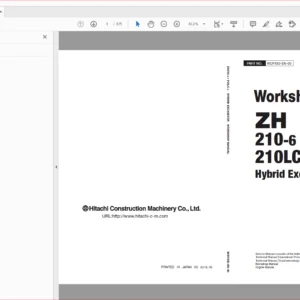 Hitachi ZH 210-6 210LC-6 Hybrid Excavator Workshop Manual - PDF DOWNLOAD