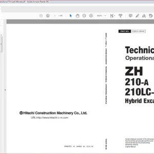 Hitachi ZH 210-A 210LC-A Hybrid Excavator Technical Operational Principle Manual - PDF DOWNLOAD