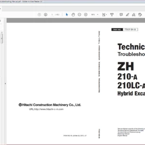Hitachi ZH 210-A 210LC-A Hybrid Excavator Technical Troubleshooting Manual - PDF DOWNLOAD