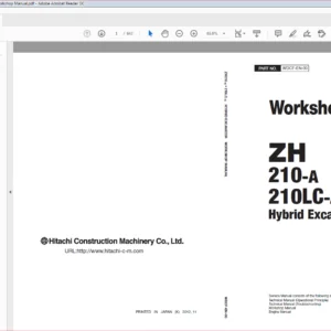 Hitachi ZH 210-A 210LC-A Hybrid Excavator Technical Workshop Manual - PDF DOWNLOAD
