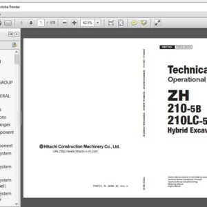 Hitachi ZH210-5H 210LC-5B Hybrid Excavator Operational Principle Technical Manual - PDF Download