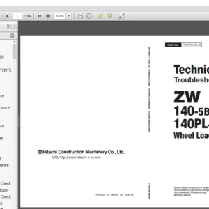 Hitachi ZW 140-5B 140PL-5B Wheel Loader Technical Troubleshooting Manual - PDF DOWNLOAD
