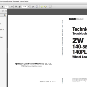 Hitachi ZW 140-5B 140PL-5B Wheel Loader Troubleshooting Technical Manual - PDF DOWNLOAD