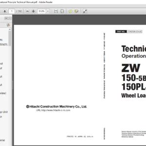 Hitachi ZW 150-5B 150PL-5B Wheel Loader Operational Principle Technical Manual - PDF DOWNLOAD