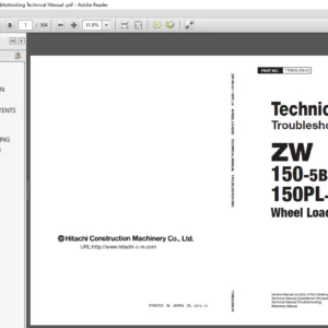 Hitachi ZW 150-5B 150PL-5B Wheel Loader Troubleshooting Technical Manual - PDF DOWNLOAD