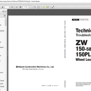 Hitachi ZW 150-5B 150PL-5B Wheel Loader Troubleshooting Technical Manual TTNDG90-EN-00 - PDF DOWNLOAD