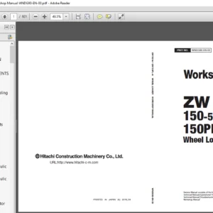 Hitachi ZW 150-5B 150PL-5B Wheel Loader Workshop Manual WNDG90-EN-00 - PDF DOWNLOAD