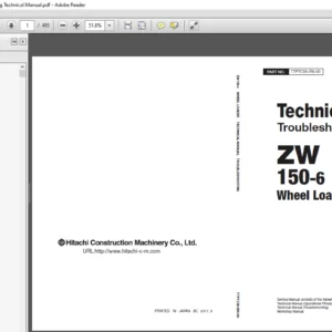 Hitachi ZW 150-6 Wheel Loader Troubleshooting Technical Manual - PDF DOWNLOAD