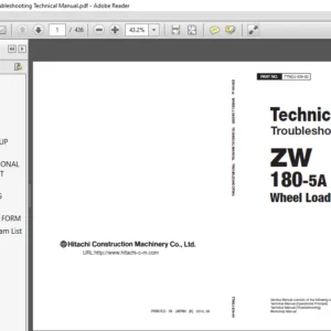 Hitachi ZW180-5A Wheel Loader Troubleshooting Technical Manual (TTNDJ-EN-00) - PDF Download