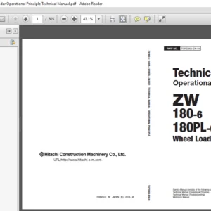 Hitachi ZW180-6 ZW180PL-6 Wheel Loader Operational Principle Technical Manual (TOPD850-EN-01) - PDF Download