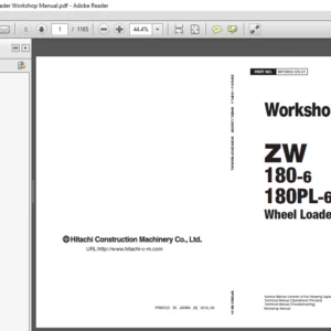 Hitachi ZW180-6 ZW180PL-6 Wheel Loader Workshop Manual (WPD850-EN-01) - PDF Download