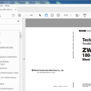 Hitachi ZW180-6 Wheel Loader Troubleshooting Technical Manual (TTPD850-EN-00) - PDF Download