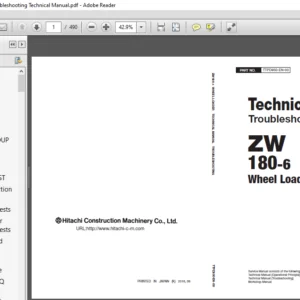 Hitachi ZW180-6 Wheel Loader Troubleshooting Technical Manual (TTPD850-EN-00) - PDF Download
