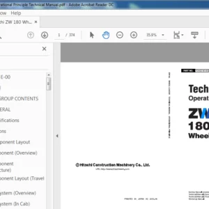 Hitachi ZW 180 Wheel Loader Operational Principle Technical Manual (TO4GD-E-00) - PDF Download