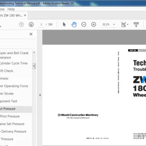 Hitachi ZW180 Wheel Loader Troubleshooting Technical Manual (TT4GD-E-00) - PDF Download