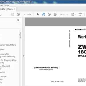 Hitachi ZW180 Wheel Loader Workshop Manual (W4GD-E-00) - PDF Download