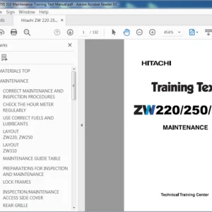 Hitachi ZW220 ZW250 ZW310 Maintenance Training Text Manual (TTLA-0662-ZW) - PDF Download